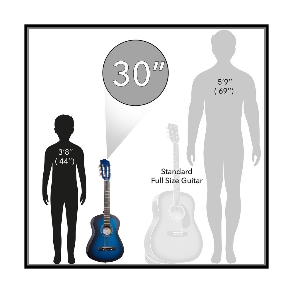 Ashthorpe 30-inch Beginner Acoustic Guitar Package (Blue), Basic Starter Kit ...
