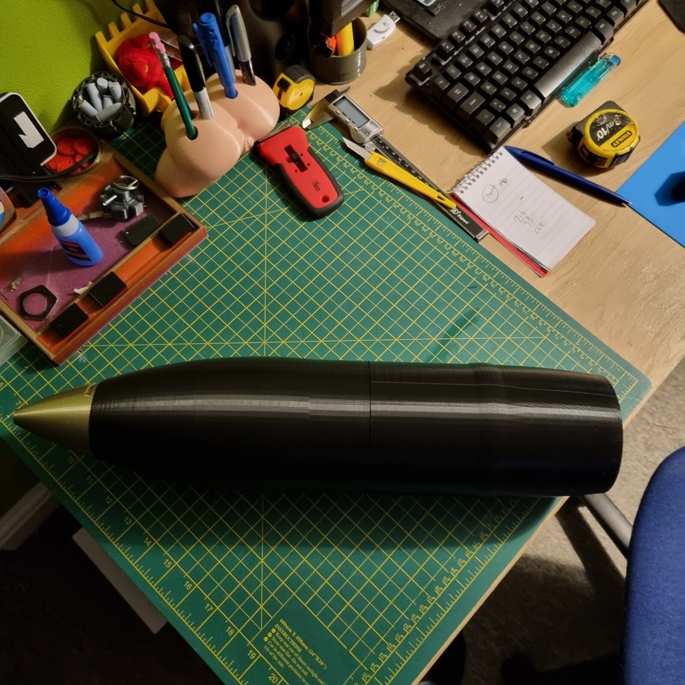Fake 3D Printed Plastic Inert Howitzer 105mm Shell Round