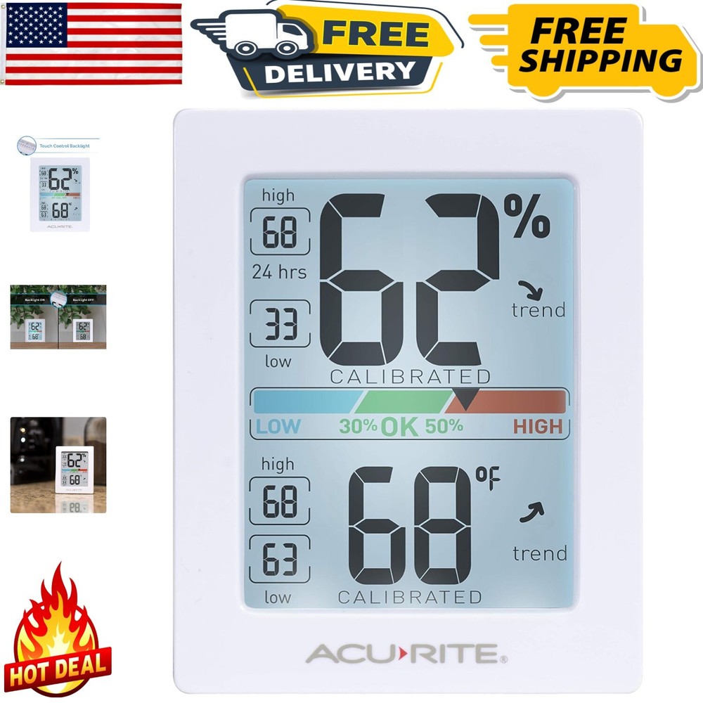 Professional Hygrometer & Thermometer with Record Keeping and Backlight Feature