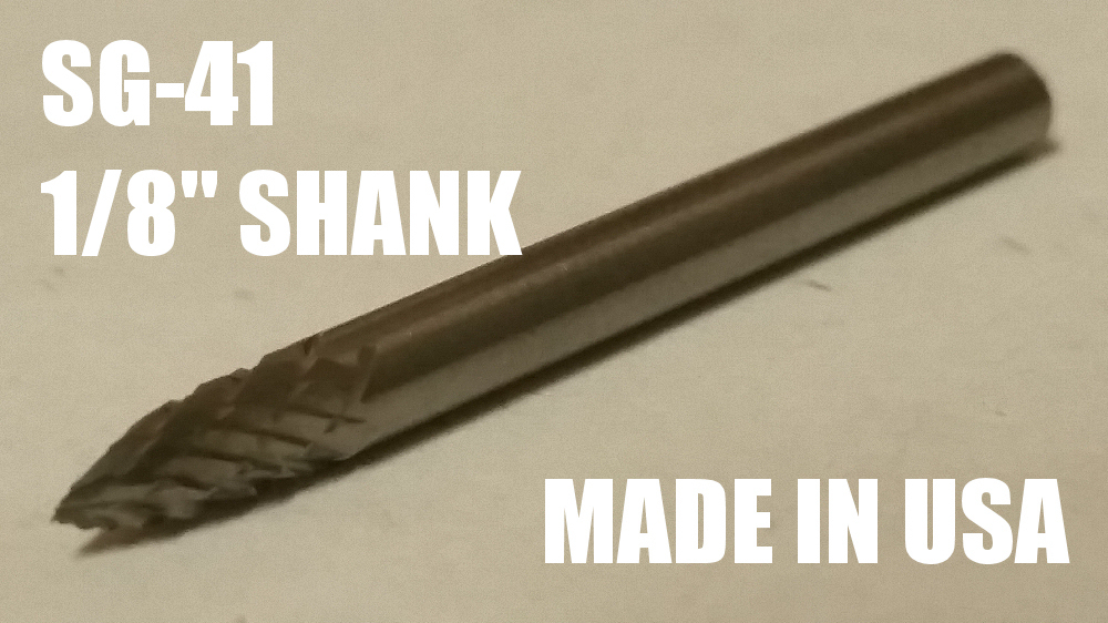 SG41D Tree Shape SOLID Carbide Burr Bur Cutting Tool Die Grinder Bit 1/8"