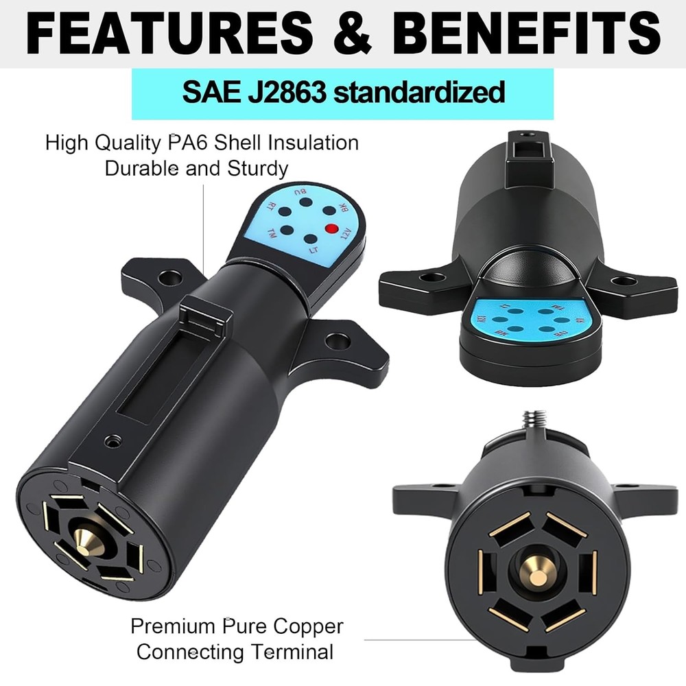 7 Pin Trailer Wiring Tester with LED Indicator Light