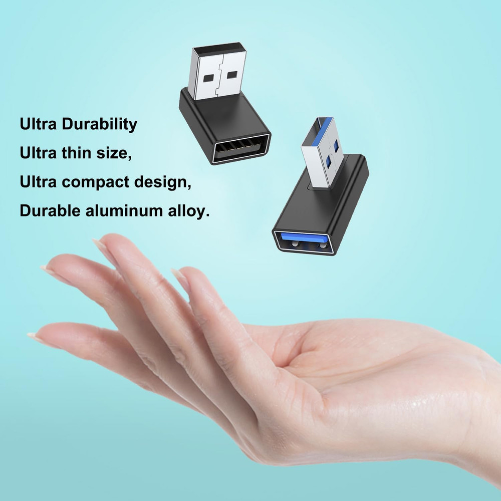 90 Degree USB 3.0 Adapter 4 Pack, up and down Angle, Left and Right Angle USB a