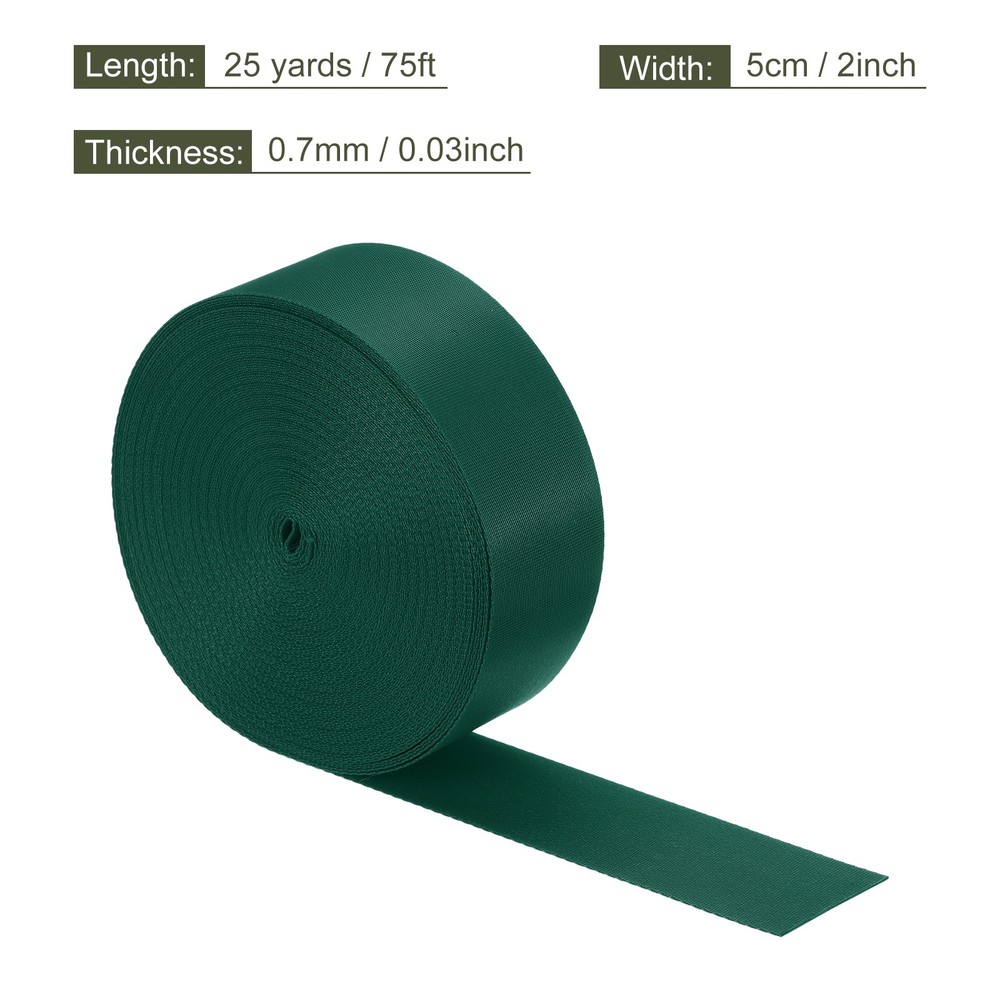 Flat Nylon Webbing Strap 2 Inch 25 Yards Dark Green for Backpack