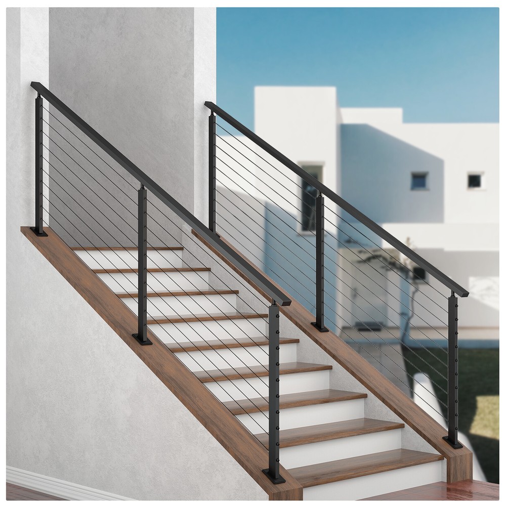 Muzata Slope Post Knee Wall 36"x1"x2" Adjustable Top Cable Railing Post PR11
