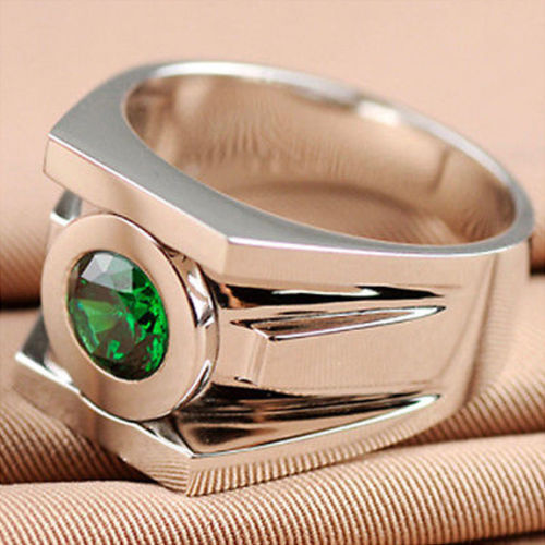 Lab Created 3.05Ct Green Lantern Power Inspried Ring Solid 925 Sterling Silver