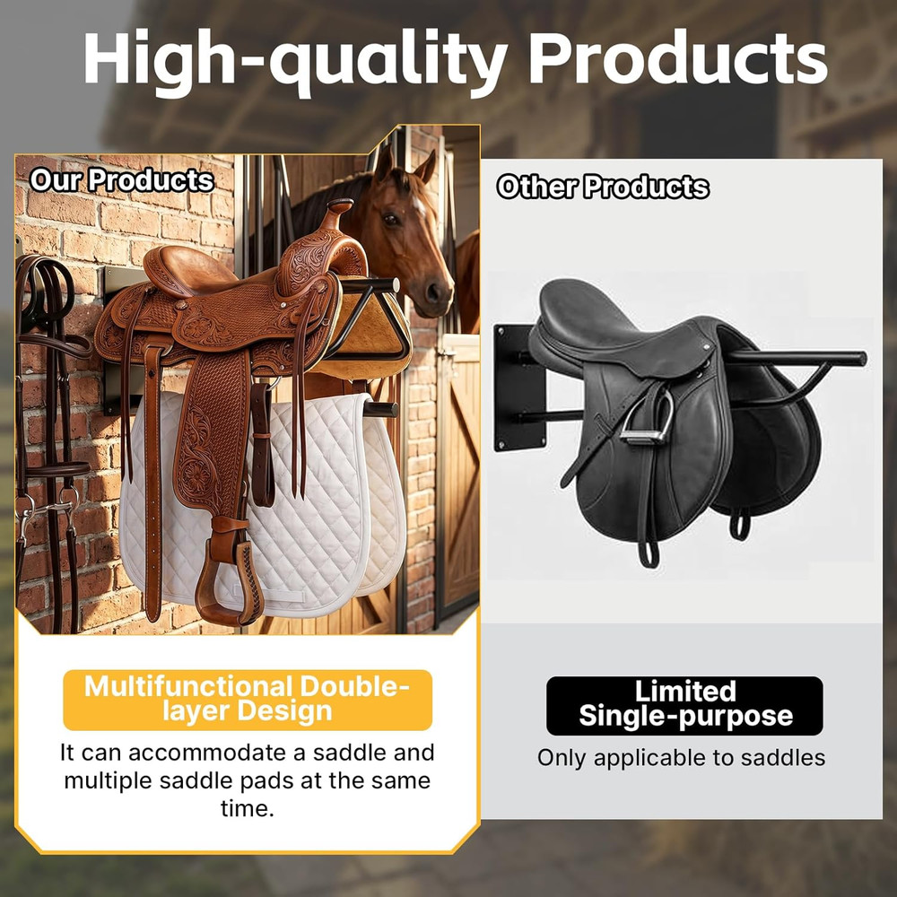 12 Pack Saddle Rack Wall Mount with Pad Bar, Heavy Duty Wall Mounted Saddle Stan