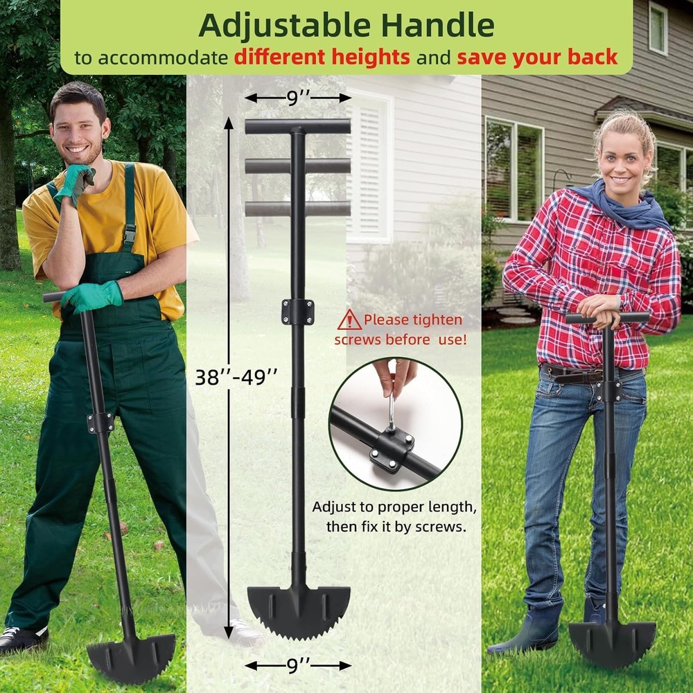 Half Moon Edger Lawn Tool - Heavy Duty Saw Tooth Manual Edgers with Sharp Blade