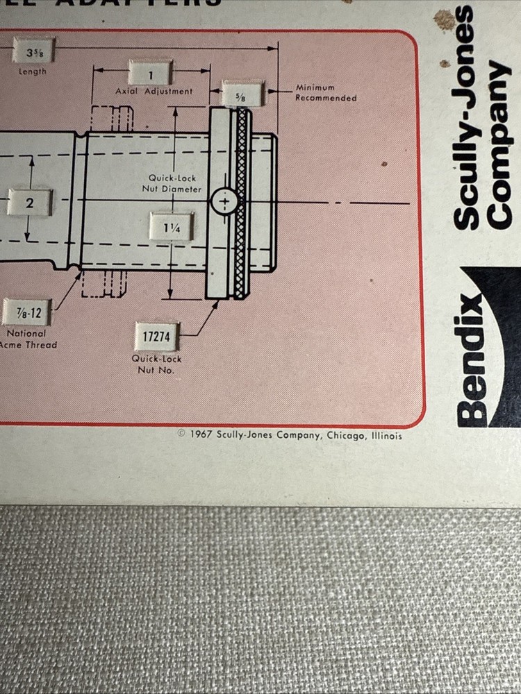 BENDIX Scully -Jones - Quick Lock Adjustable Adapters CALCULATOR Slide Chart
