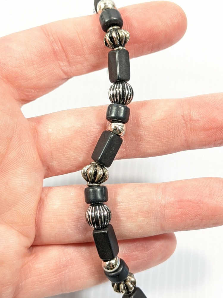 Artisan Black Matte Rectangle Bead Toggle Bracelet