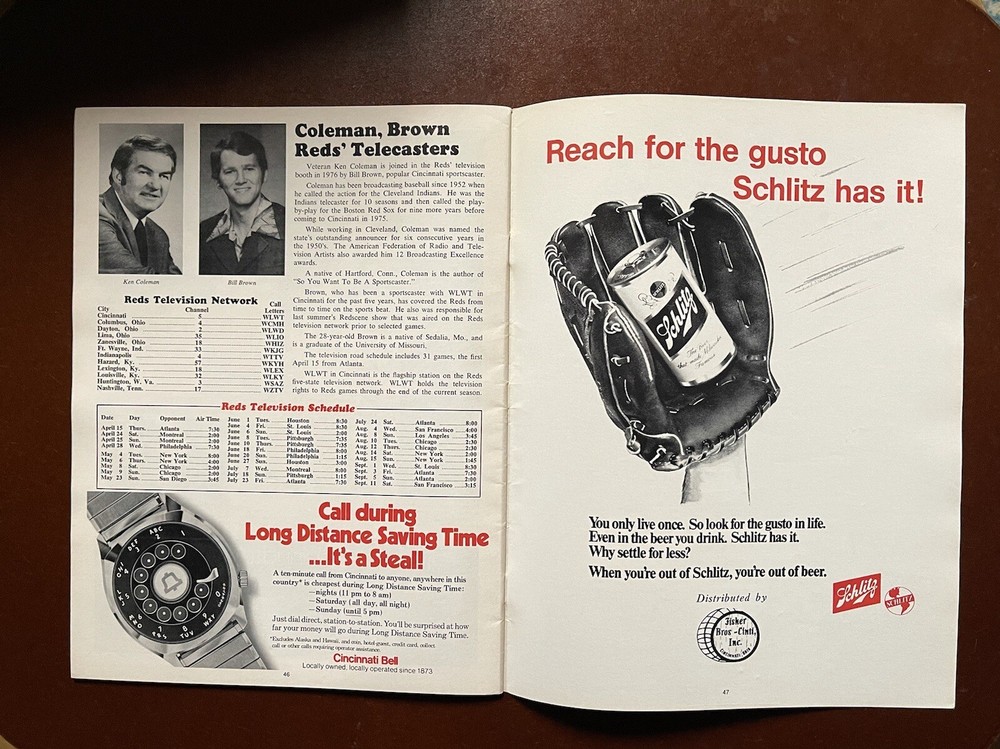 World Champion Cincinnati Reds 1976 Scorebook