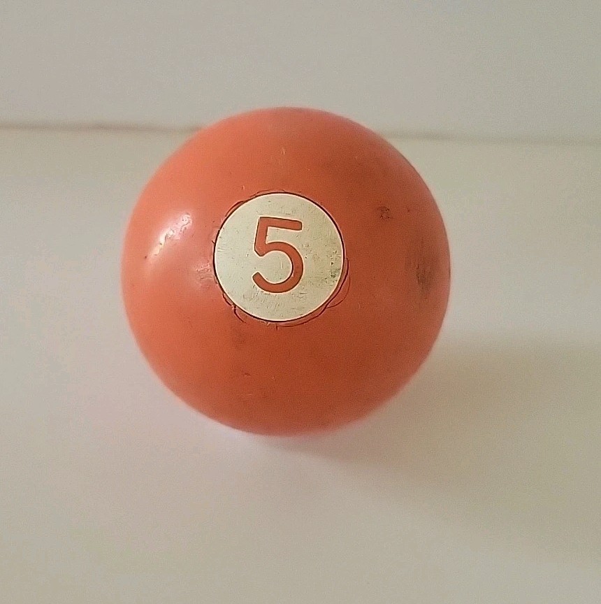 Vintage No. 5 Solid Orange Pool Ball Billiard 2" Replacement (M)
