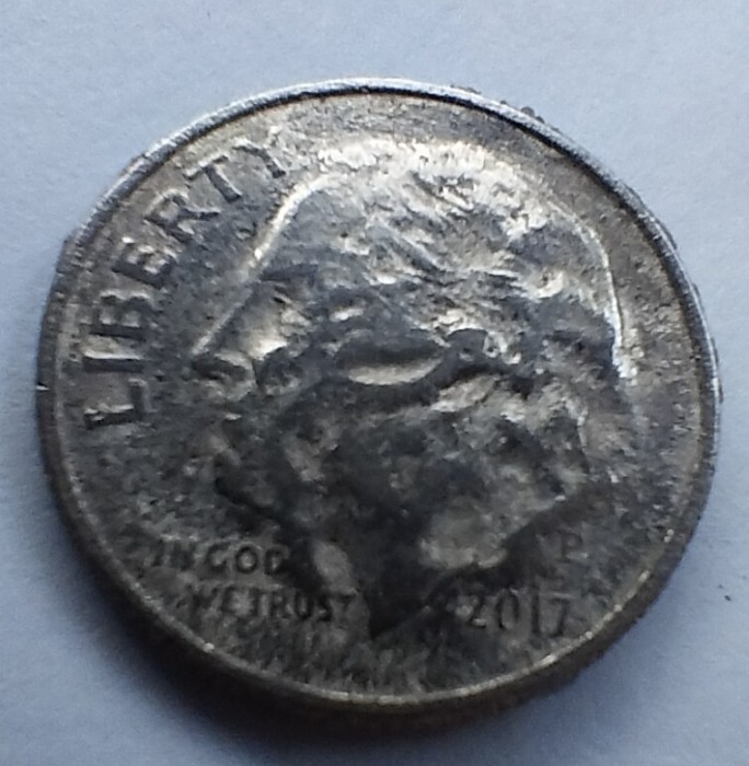 2017 Roosevelt Dime-P-Multiple Front face Error Coin