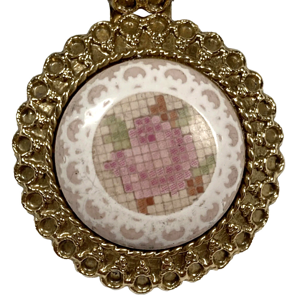 Needlework Design Lucite Pierced Drop Earrings