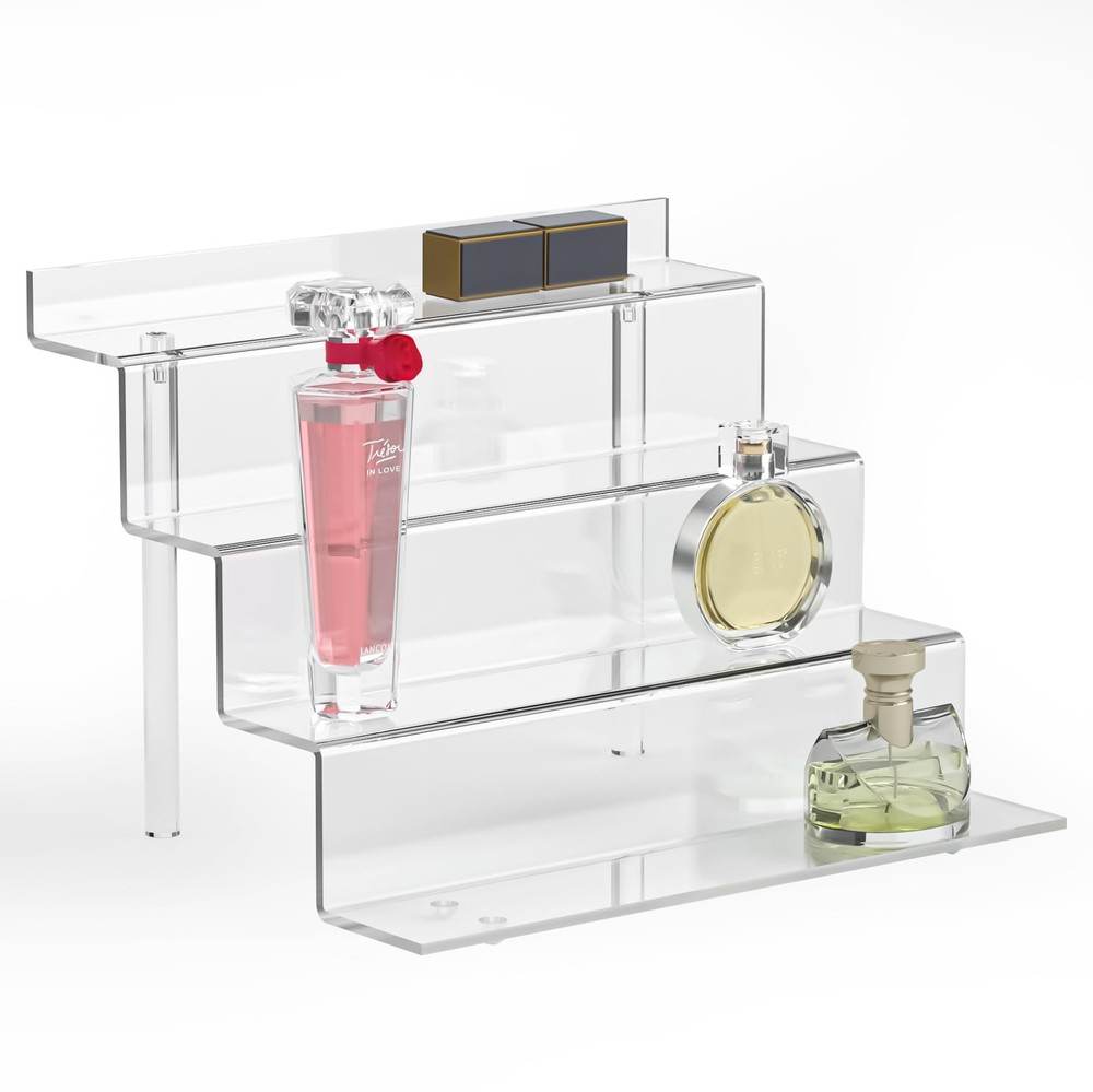 4-Tier Acrylic Display Riser Shelf Perfume Organizer for Cupcake Figures Dessert