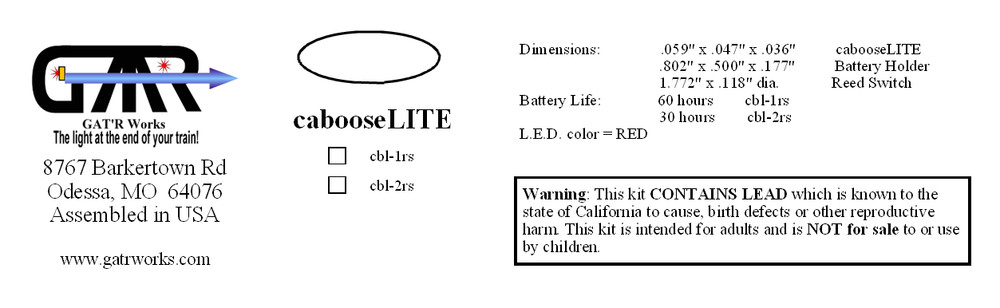 N scale cabooseLITE model cbl-1rs EOT kit with Magnetic Latching Reed Switch!