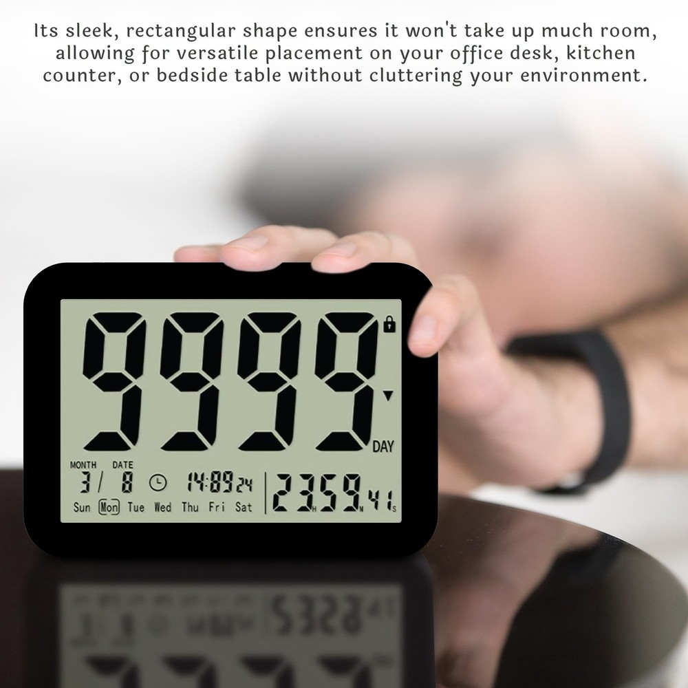 9999 Days Countdown Clock - Reusable Count Down Timer - Large Display LCD Dig