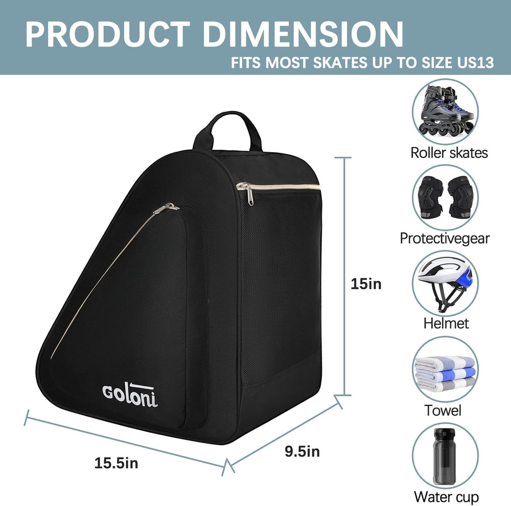 Skate Bag for Ice, Inline, Roller & Quad Skates,Unisex