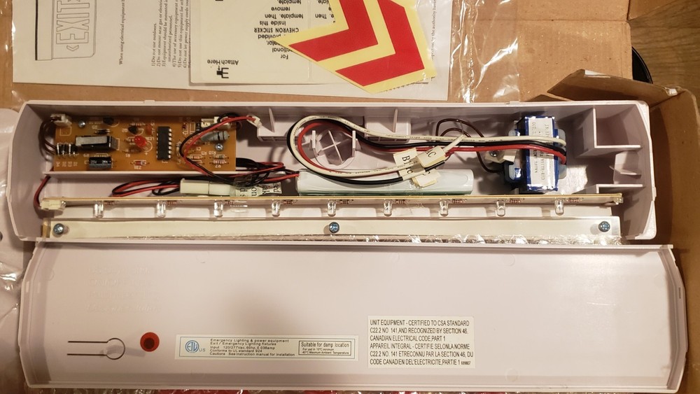 LED Edge Lit Exit Light Sign Battery Backup 3 mounts included - Red