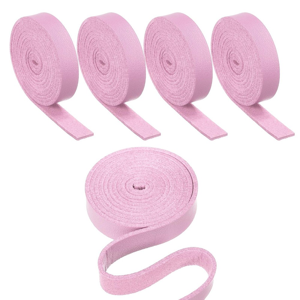 5 Pcs 3/8" Flat Leather Strap, 40" Length PU Leather Strip Pink
