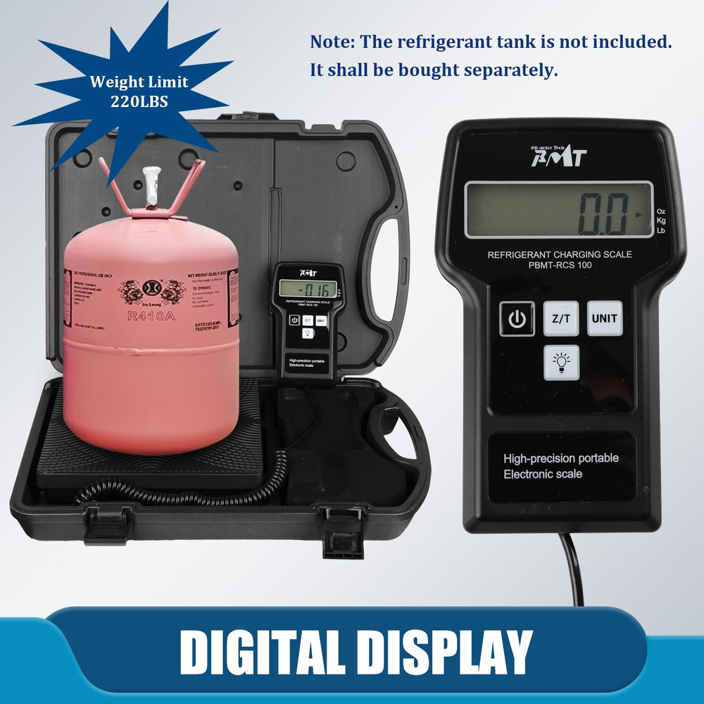 PB Motor TECH 220LBS Electronic Refrigerant Charging Scale with Portable Case, D