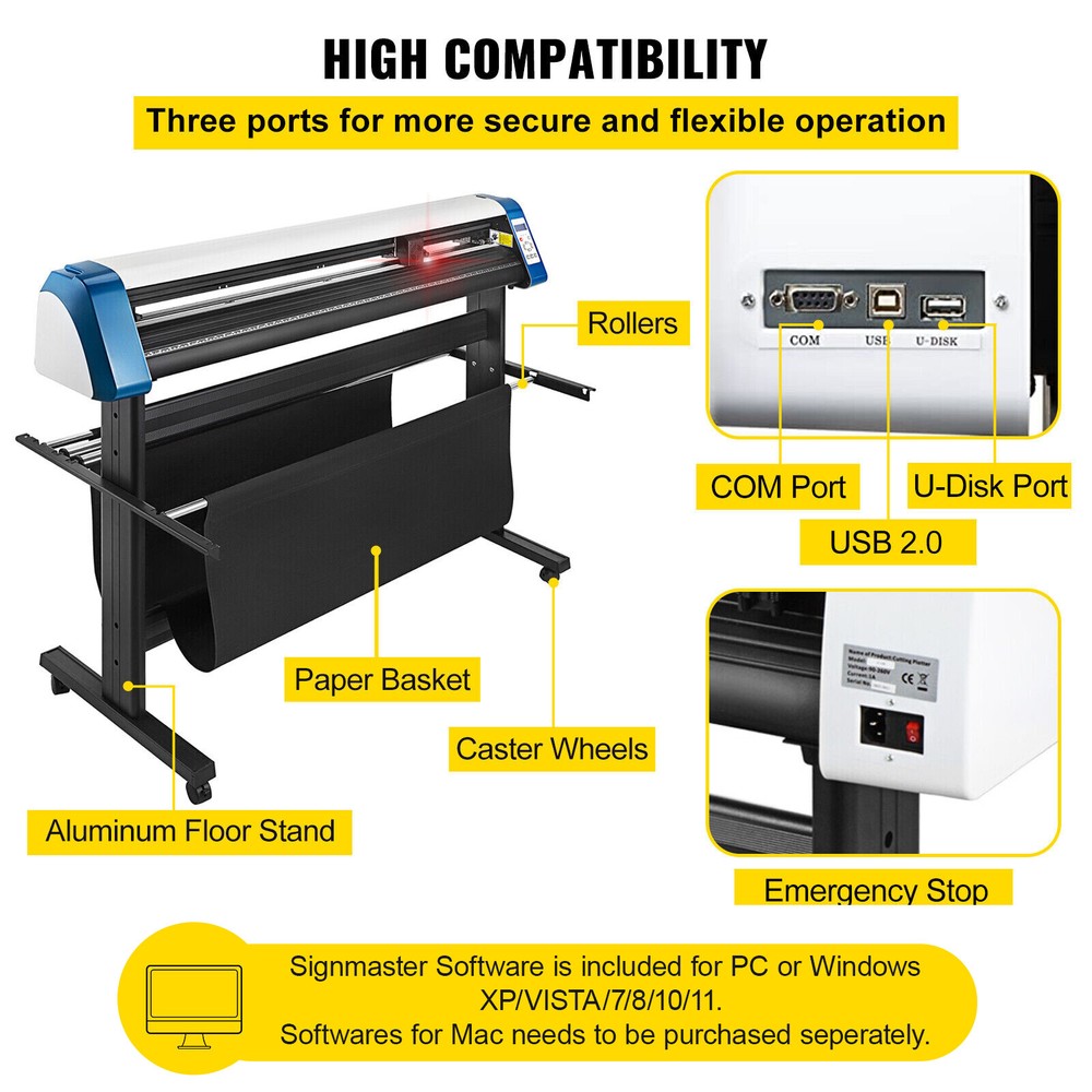 53" Vinyl Cutter Plotter Sign Cutting Machine w/Software+3 Blades LCD Screen