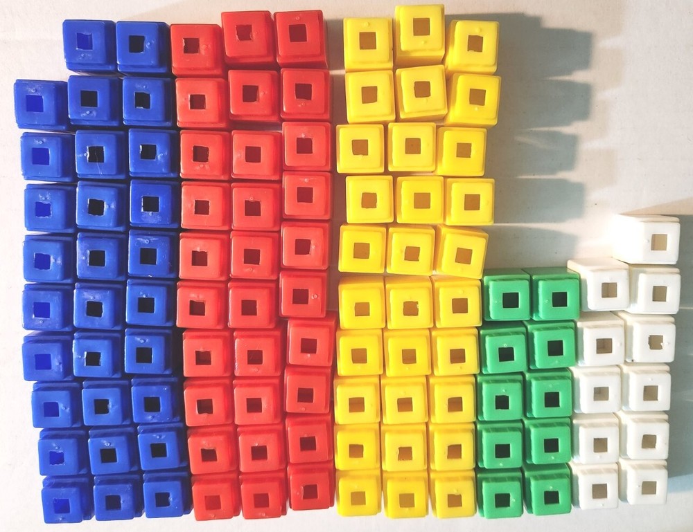 Unbranded Interlocking Stackable Plastic One In. Blocks 5 Colors 110pc Quick Dry