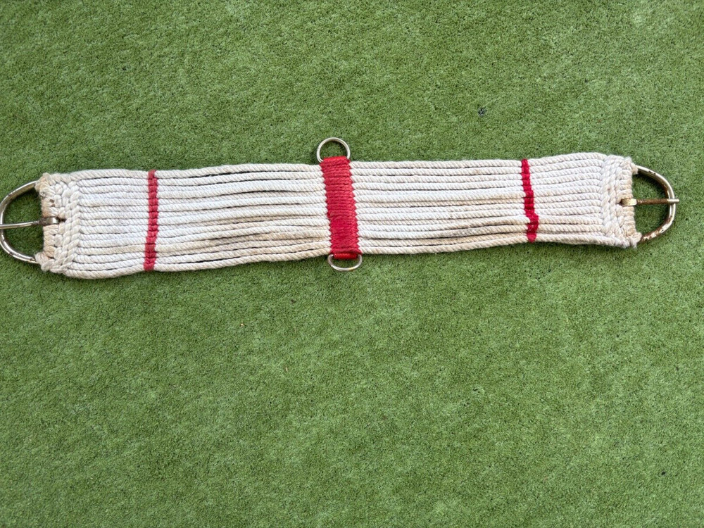 String Western Girth, White with red accents.