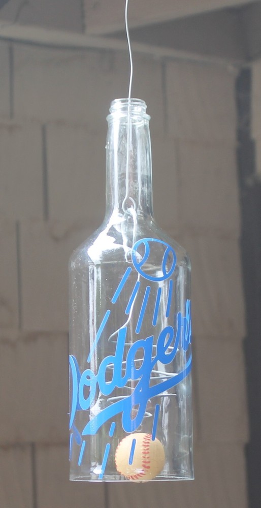 LA Dodgers Glass Bottle Wind Chime