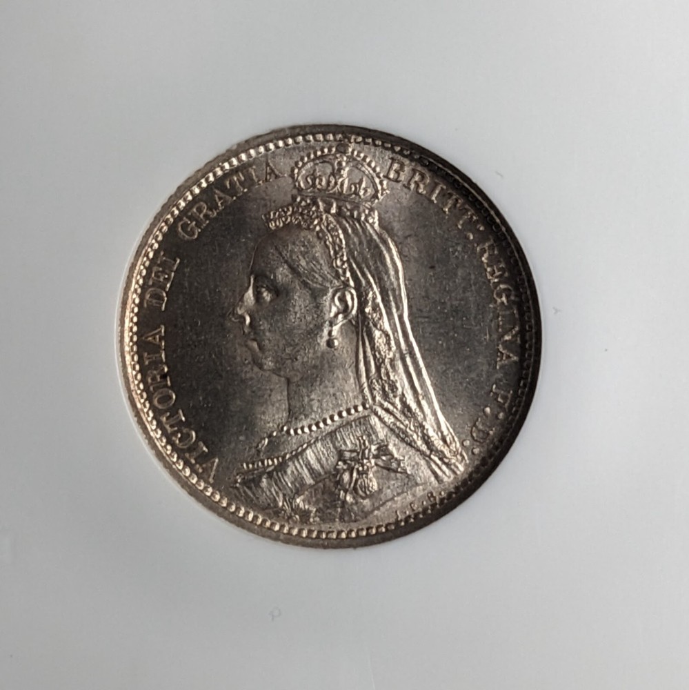 1888 Great Britain 6 Pence MS 65