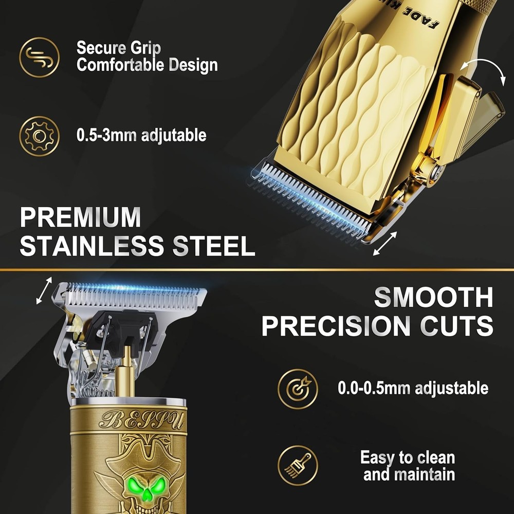Professional Hair Clippers & Beard Trimmer Set