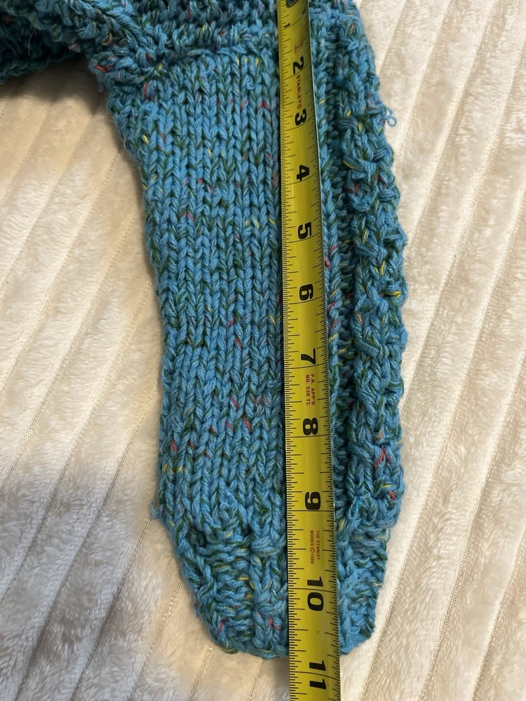 Cable Knit Turtleneck Sweater Teal Blue