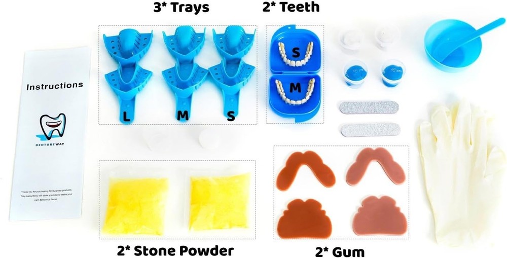 DIY Denture Kit with Impression(2 Sets of False Teeth) Small