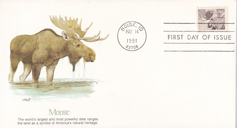 STAMP SCOTT 1887 "Wildlife-Moose" 18 CENT 1981 FDC - B