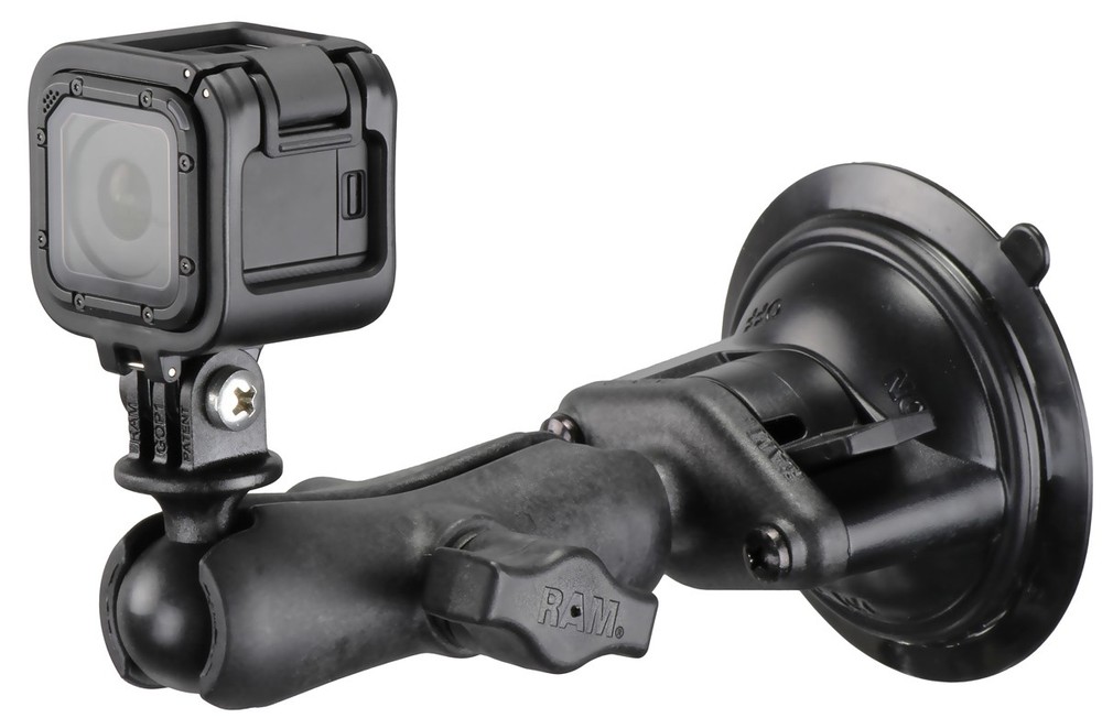 RAM Windshield Dash Suction Cup Composite Mount with Custom GoPro Hero Adapter