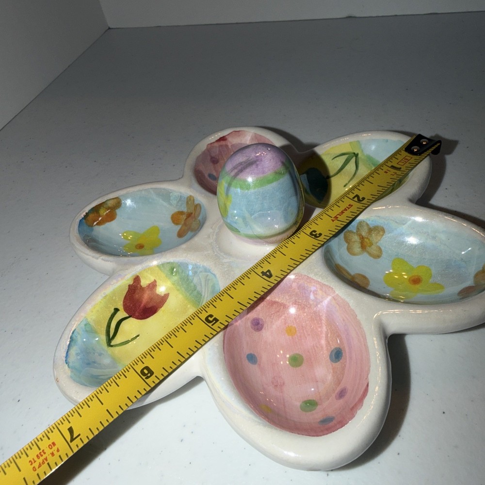 Easter Egg Platter Candy Colored Egg Dish Holds 6 Blue Multicolored