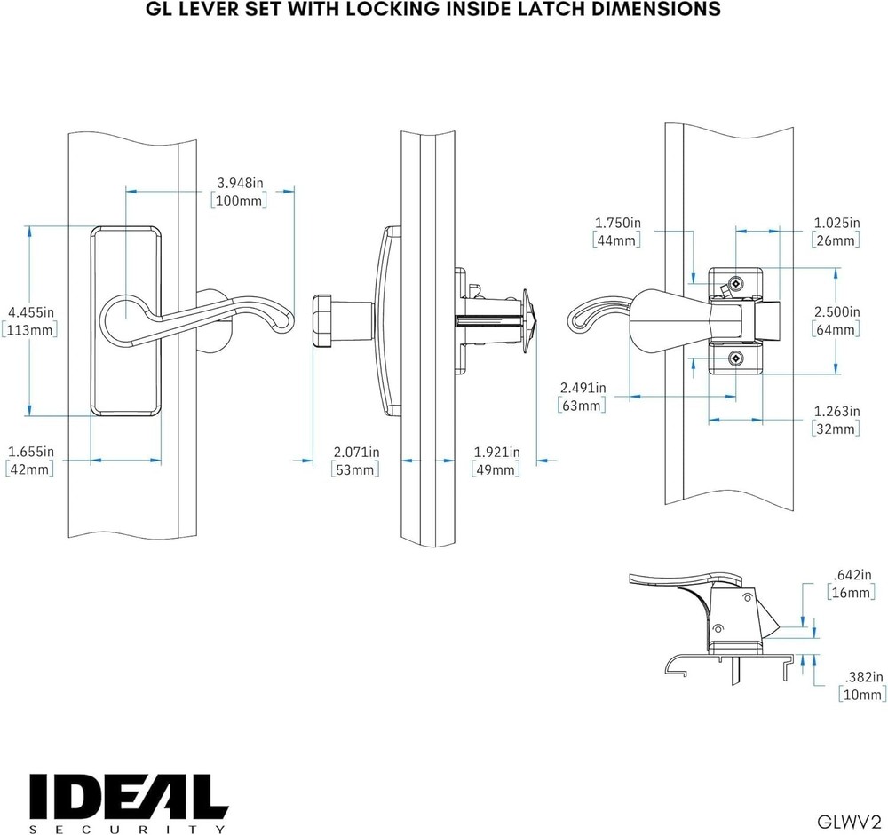 Ideal Security GL Lever Handle Set for Storm Doors and Screen Doors, Storm Do...
