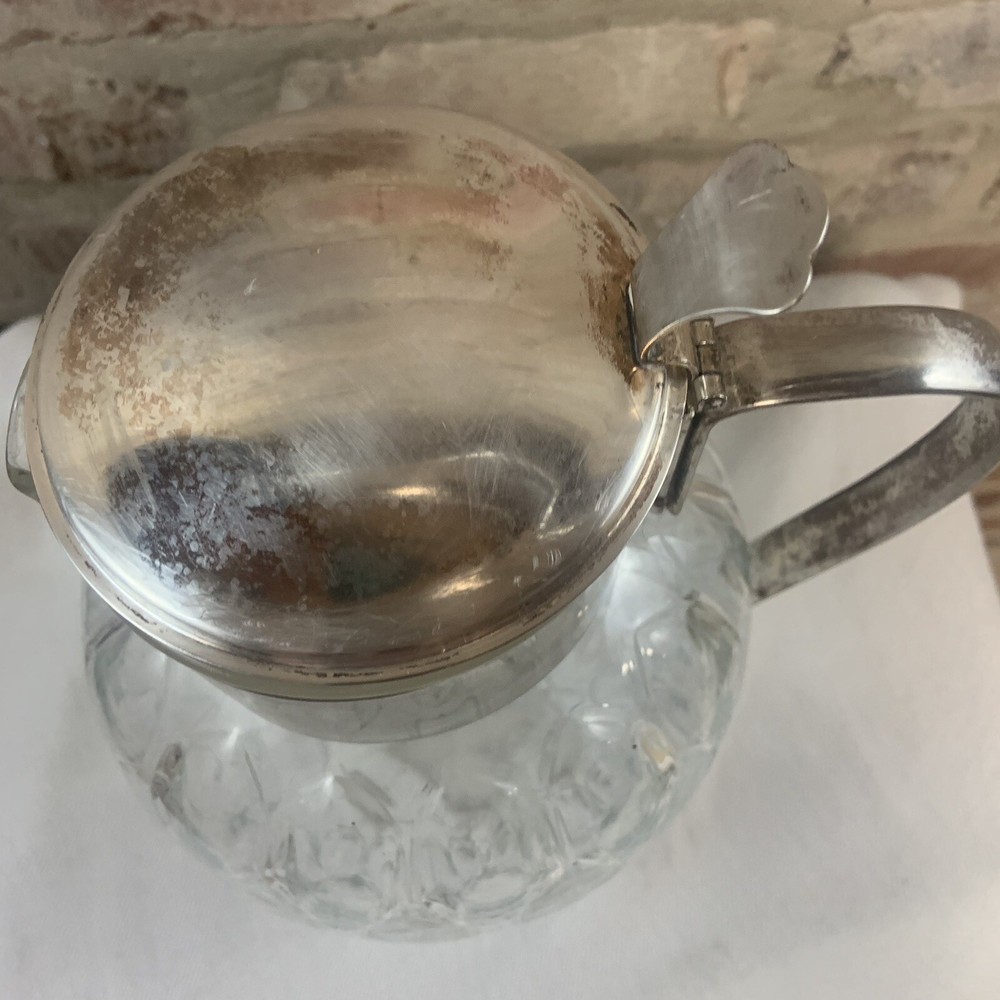 Silver And Glass Vintage Water Lemonade Pitcher