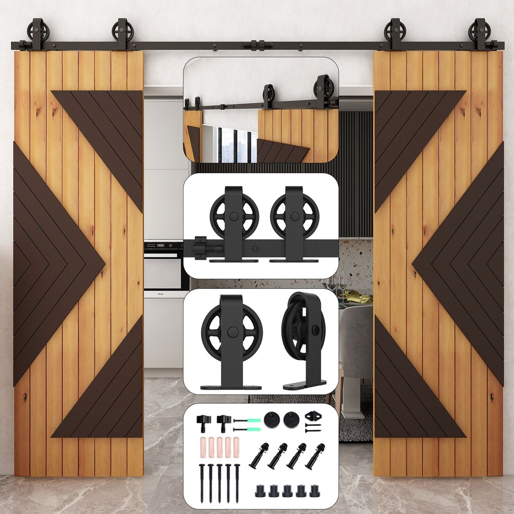 4-20FT Sliding Barn Door Hardware Kit Single Double Doors Medium Wheel RollerKit