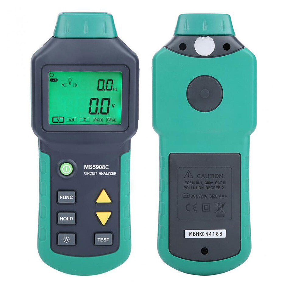 Mastech MS5908C RMS Circuit Analyzer Tester 220V RCD GFCI Socket Tester