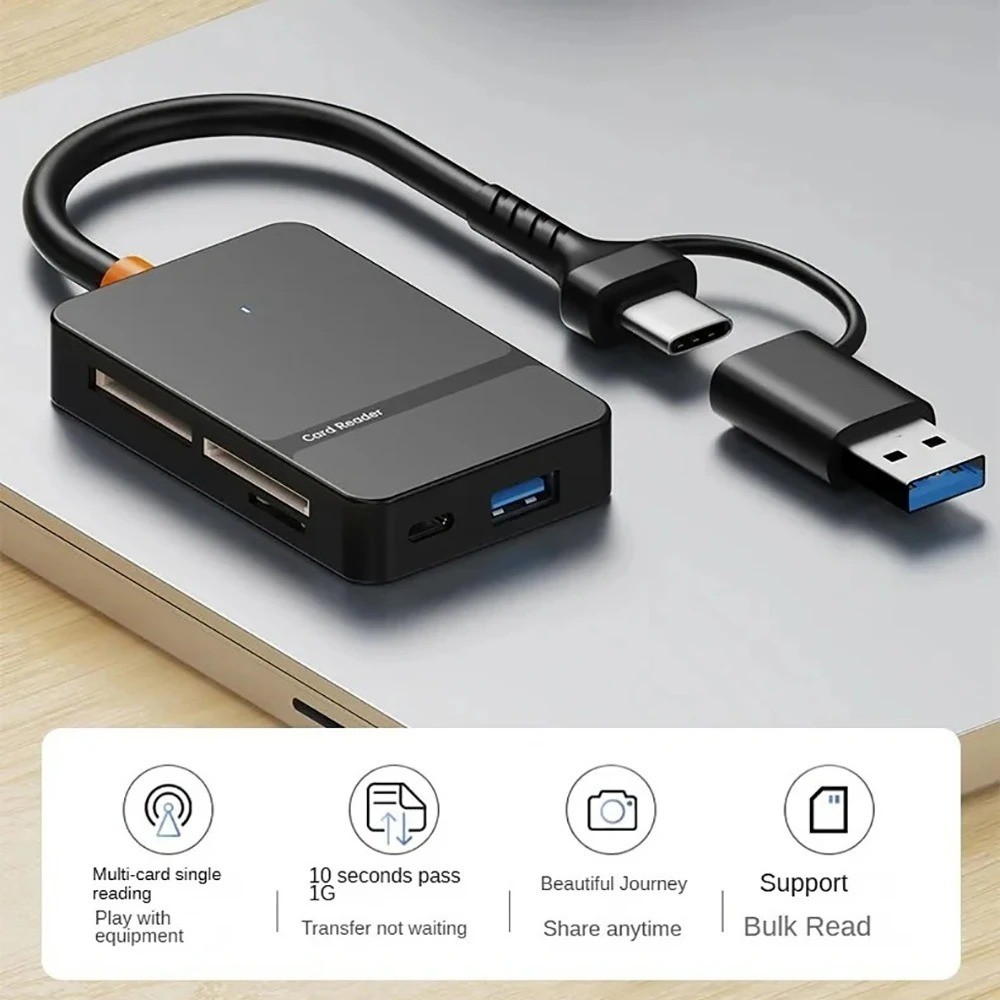 USB C 8-in-1 Card Reader Multi-functional Card Reader Support SD/TF/CF/MS Card
