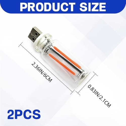 2PCS Car USB Lights, Touch Dimmable LED Car Interior Ambient Lights, Plug Red