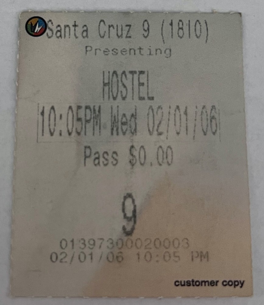 Hostel Movie Ticket 02-01-2006 Eli Roth Jay Hernandez