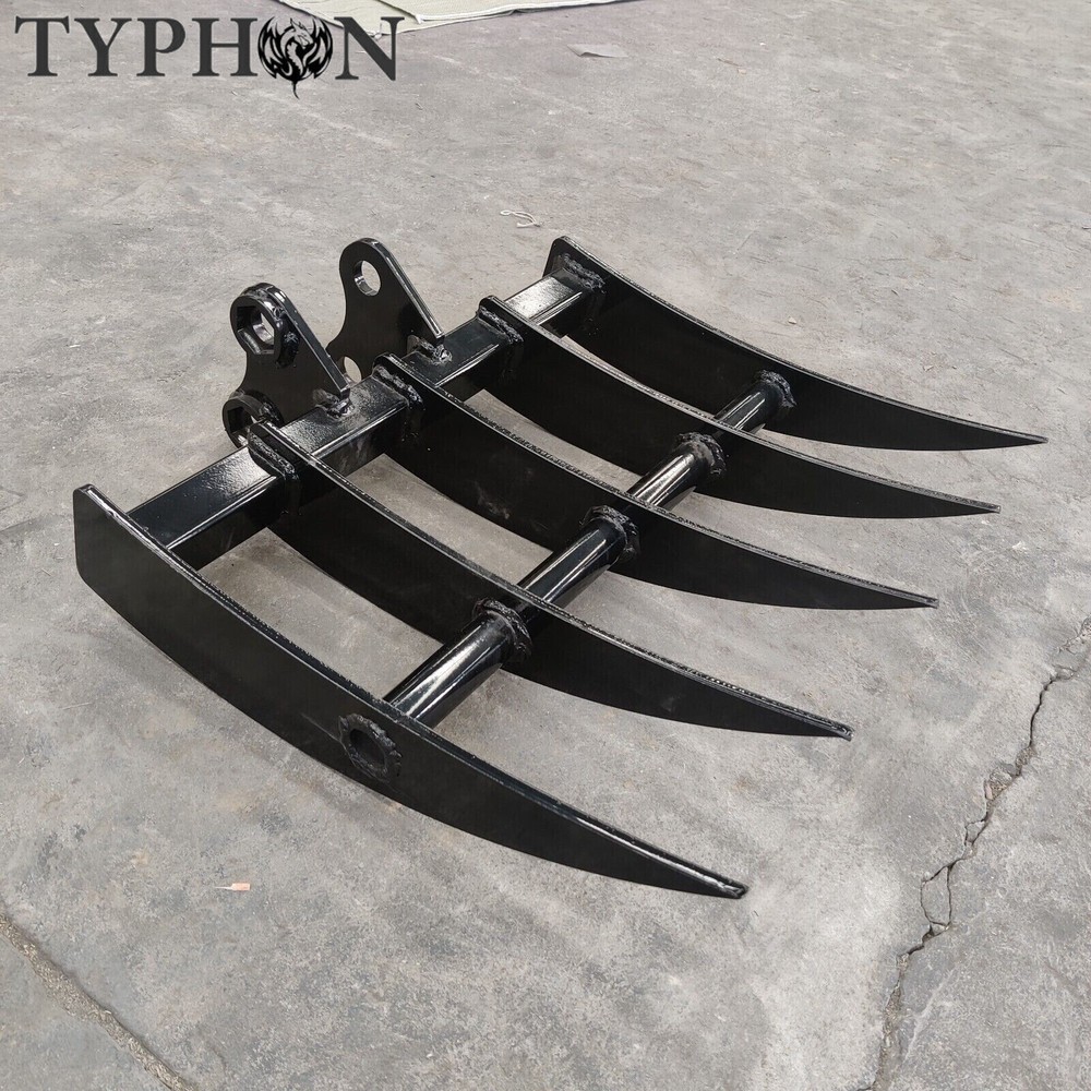 Mini Excavator Attachment TYPHON Rake for Grading, Leveling, Loosening, Removing