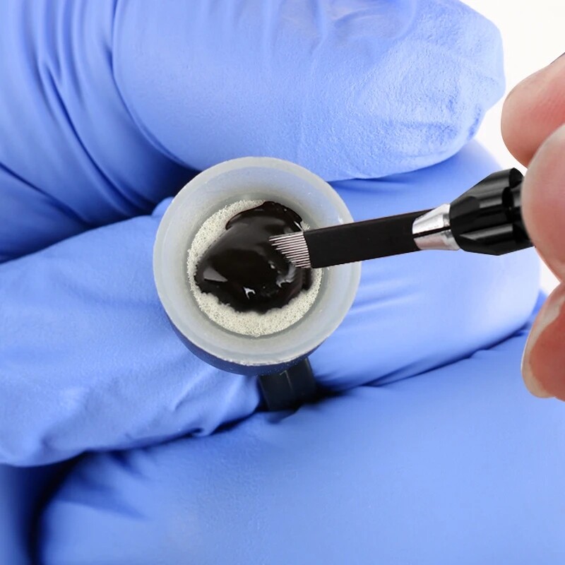 Tattoo Ink Ring Cups Glue Cap with Sponge Microblading Pigment Cup Tattoo Tool