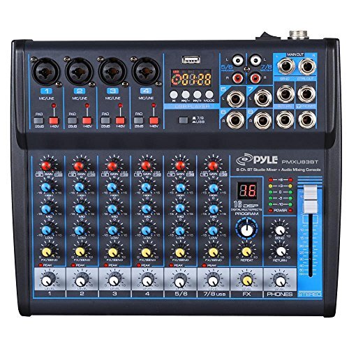 8-Ch. Bluetooth Studio Mixer - DJ Audio Mixing Console System (PMXU83BT)
