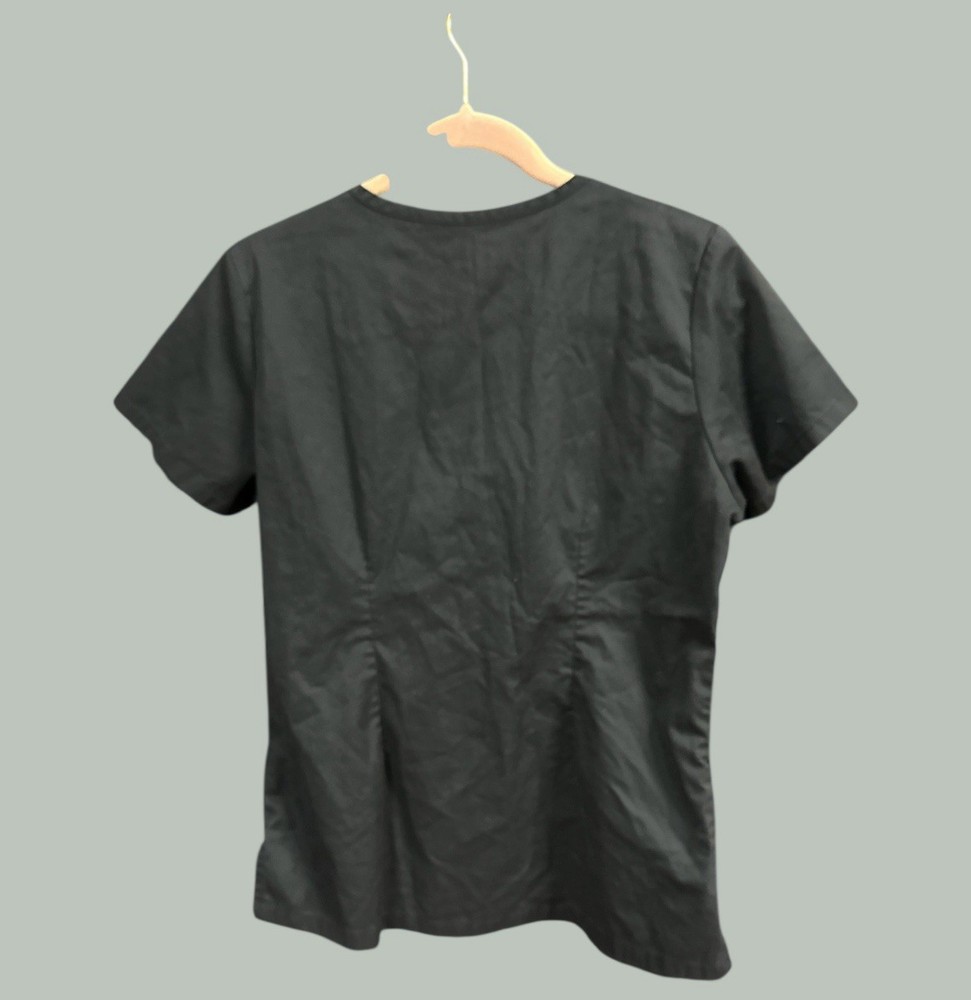 Butter-Soft Stretch BLACK Scrub Top with Zipper Medium