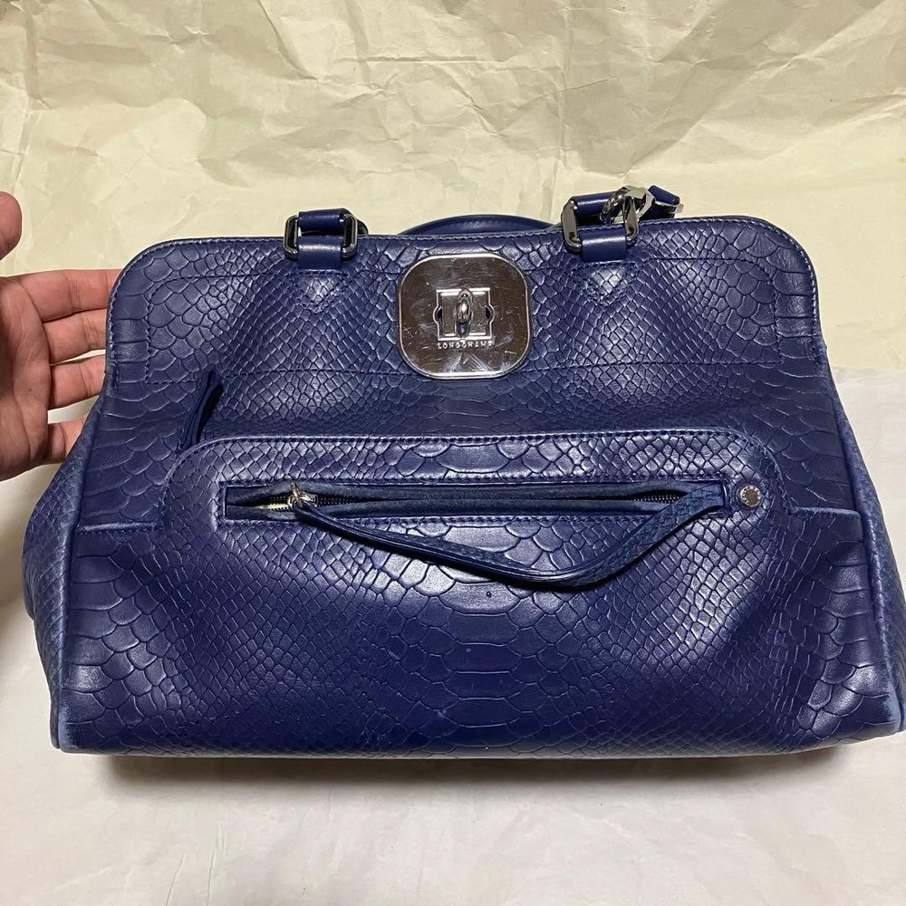 Longchamp Crocodile Embossed Handbag 2way 07a