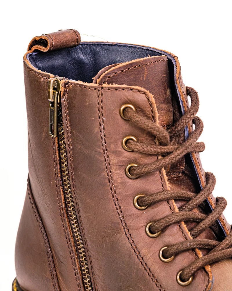 Trip Machine Boots Buff Leather Hellcat Mocha BTHCM38 Womens Size 38