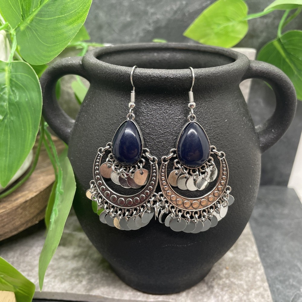 2.85” Silver-tone Boho Retro Earring Set Drop Dangle New Free Ship B6392