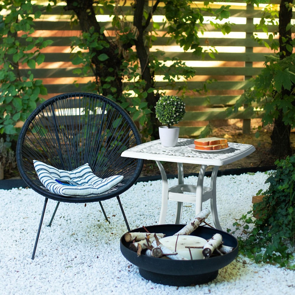Outdoorr Cast Aluminum Square Table, End Table Side Table for Paio Backyard Pool